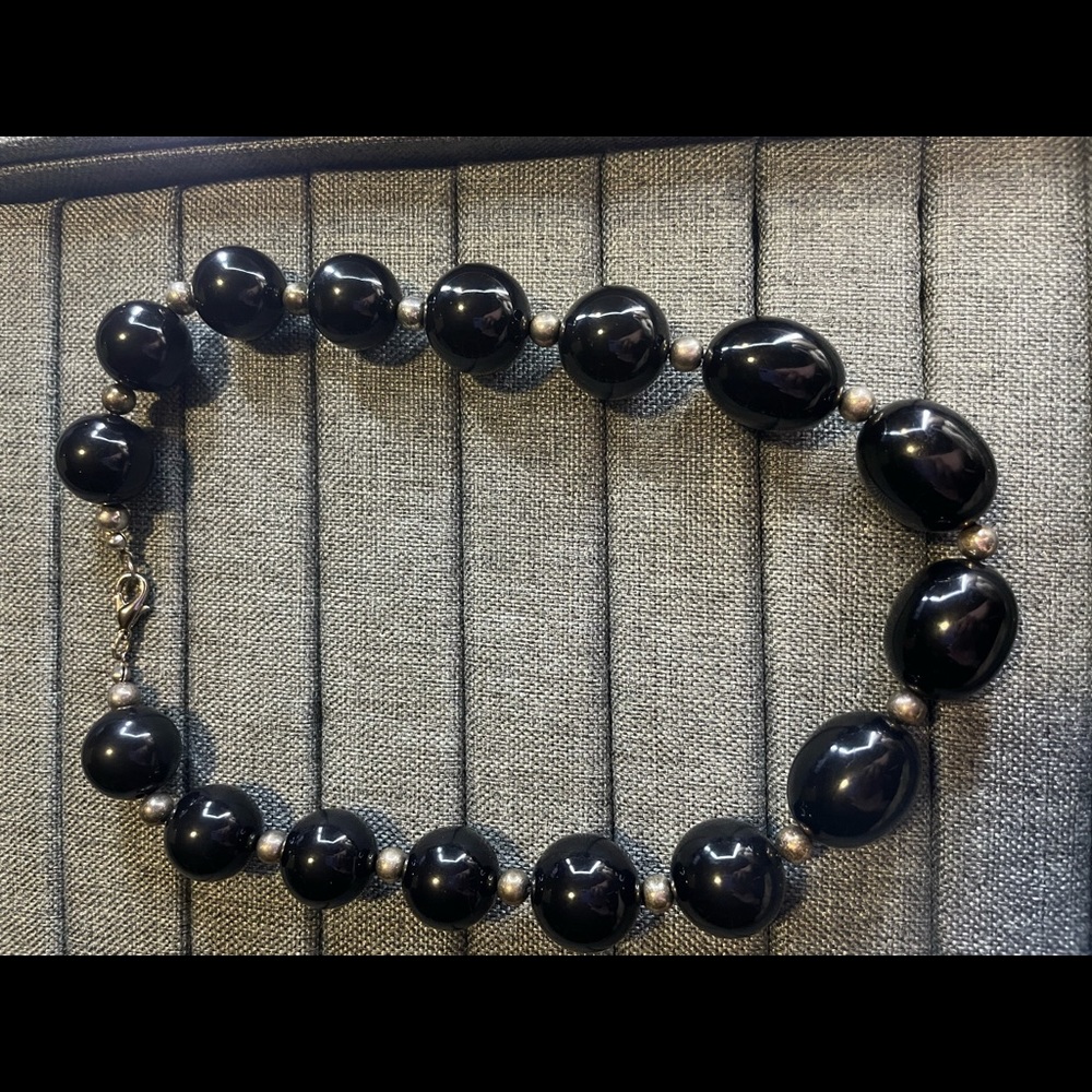 Black and Silver Beaded Necklace